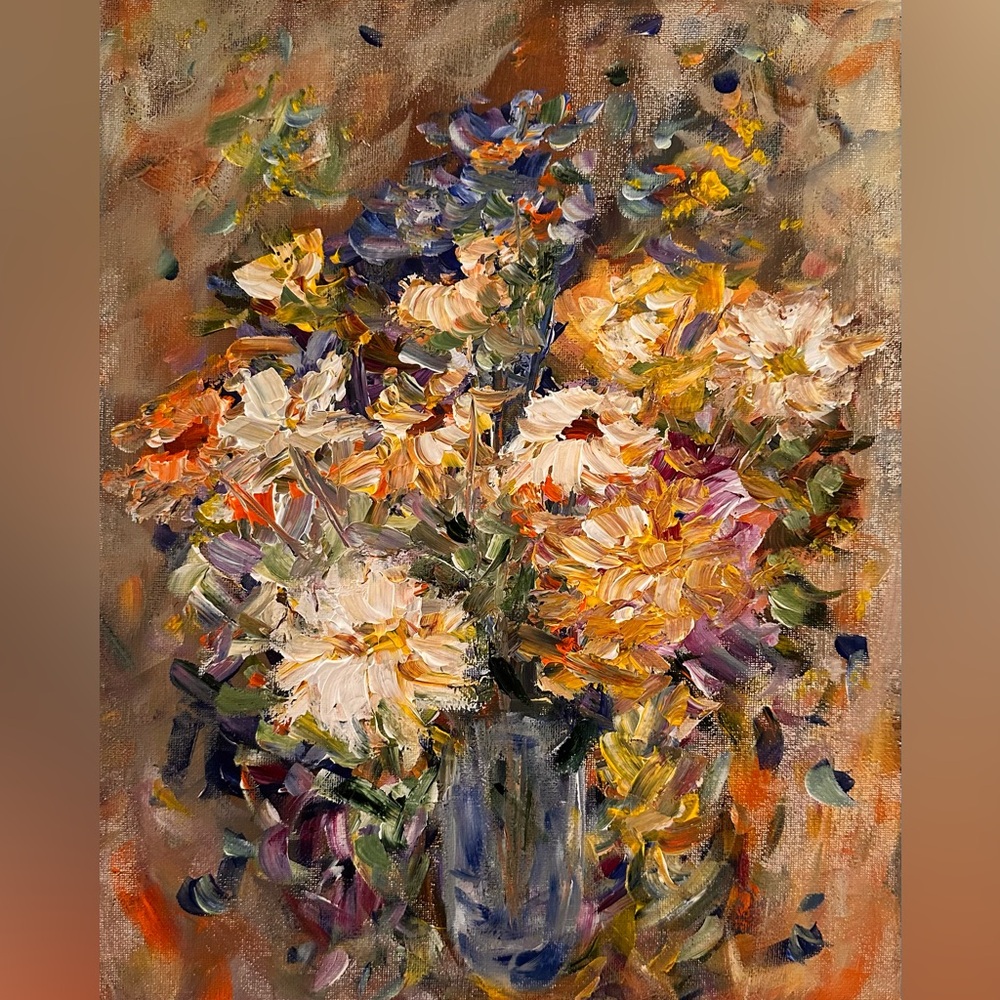 ORIGINAL ACRYLIC WILDFLOWER PAINTING SIZE 16 H x 12 W inch canvas